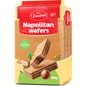 Vincinni Napolitan Wafers Hazelnut 300gr X 21