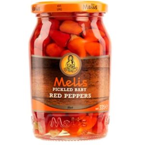 Melis Pickled Baby Red Hot Peppers 370ml X 12